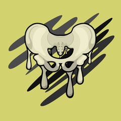 Image of a part of a human skeleton with paint smudges. Of the hip bone.