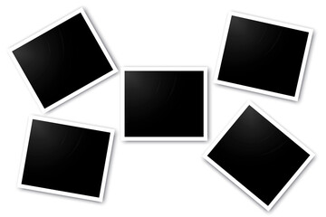 Photo frames on a white background. Blank paintings. Retro photo on the wall. Vector illustration. Stock image.