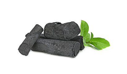 natural charcoal isolated on white background