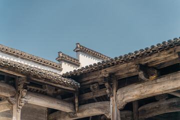 Fototapeta premium Detail view of architectures in Xidi village, an ancient Chinese village in Anhui Province, China, a UNESCO world cultural heritage site.