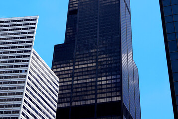 Fototapeta na wymiar White and black Skyscrapers close-up