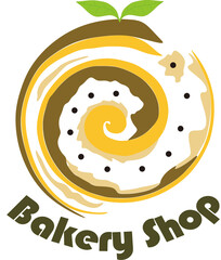 food and logo.  Bakery Shop Logo Illustration with roll cake