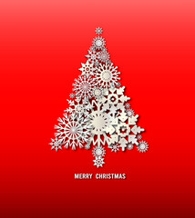 Abstract Christmas tree with matal snowflake for posters, banners, sales and other winter events. Vector illustration EPS10.
