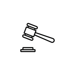 Lawyer hammer thin icon vector