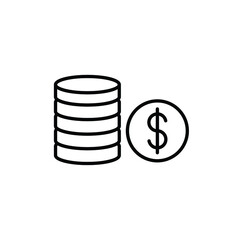 Money coin thin icon vector