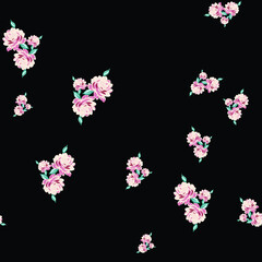 seamless  flowers pattern on black   background
