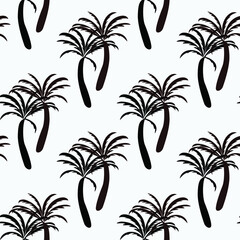 seamless coconut tree design pattern on white background