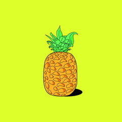 illustration of a pineapple in cartoon
