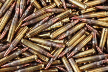 Rifle ammunition pile closeup