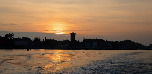 Fototapeta premium Sunset view of Burano island. Venice, Italy.