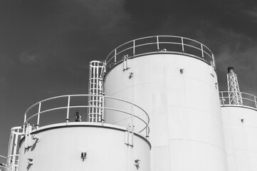 Oil Tank in chemical factory. Industrial background
