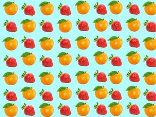 seamless pattern with strawberry ang orange