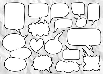 Hand drawn set of different speech bubbles,Stickers of speech bubbles vector set , Retro Set of Comics Speech and Bubbles Cartoon Vector, Each on a separate layer.
