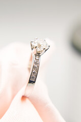 The diamond silver ring for wedding 