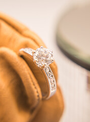 The diamond silver ring for wedding 