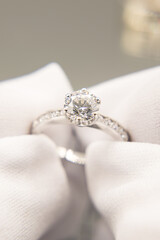 The diamond silver ring for wedding 