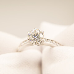 The diamond silver ring for wedding 