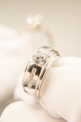 The diamond silver ring for wedding 