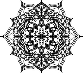 Circular pattern in form of mandala for Henna, Mehndi, tattoo, decoration. Decorative ornament in ethnic oriental style. Coloring book page.