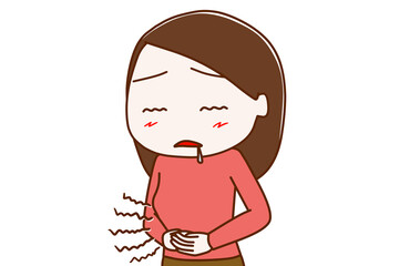 お腹がグーグー減って力が出ない女性