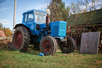 Old tractor. Old vintage tractor.