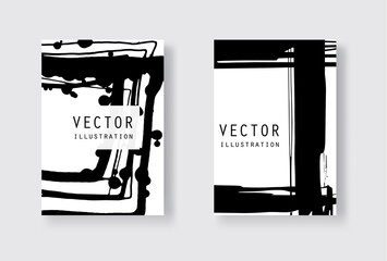 Black ink brush stroke on white background. Japanese style.