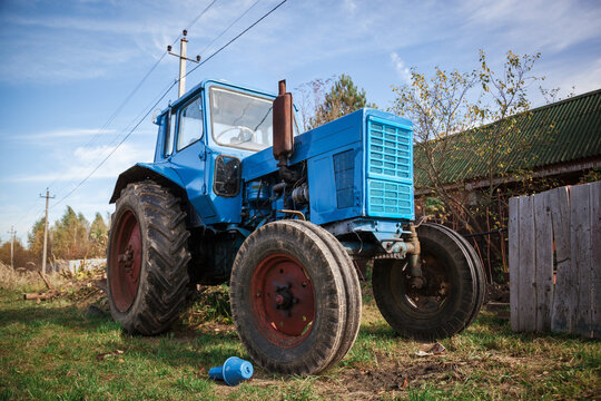 Old tractor. Old vintage tractor.