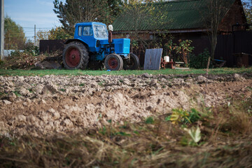 Old tractor. Old vintage tractor.