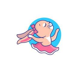 The logo of dance style. Cartoonish girl bunny dancing