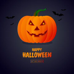 Halloween pumpkin icon. Vector. Autumn symbol. Halloween scary pumpkin with smile, happy Halloween Design template. 