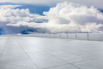 Fototapeta premium Empty square floor and mountain with sky clouds landscape.