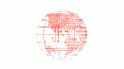New red color 3d background technology icon on white background,3d earth on white background