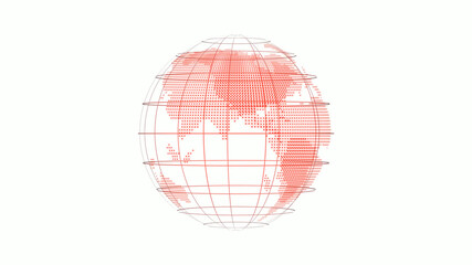 New red color 3d background technology icon on white background,3d earth on white background