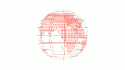 New red color 3d background technology icon on white background,3d earth on white background