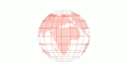 New red color 3d background technology icon on white background,3d earth on white background