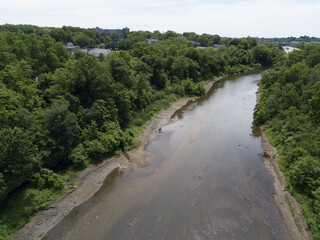 Cuyahoga River in Cuyahoga Falls, Ohio aerial photography