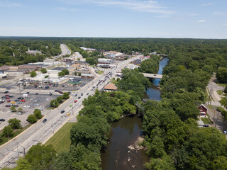 Cuyahoga River in Cuyahoga Falls, Ohio aerial photography