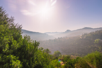 Jerusalem Mountains at Sunrise Image from the Sataf Nature Reserve, hdr