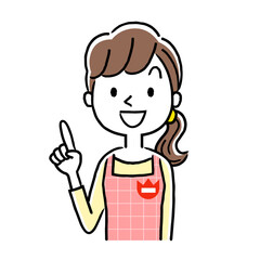 イラスト素材：若い保育士の女性、ポイント
