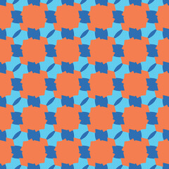 Vector seamless pattern texture background with geometric shapes, colored in blue, orange colors.