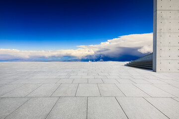 Empty square floor and sky cloud scenery.