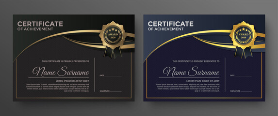 Golden black certificate template design.