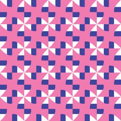 Vector seamless pattern texture background with geometric shapes, colored in pink, blue, white colors.