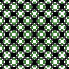 Vector seamless pattern texture background with geometric shapes, colored in black, grey, white, green colors.