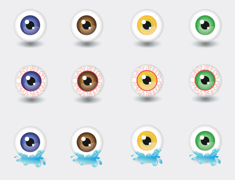 Normal Eye, Iritation Eye & Eye Cry 3D Model HD Premium Vektor