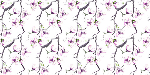 Sakura Blossom. Seamless Cherry Wallpaper. Pink 