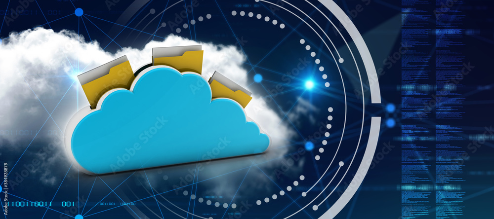Poster 3d rendering cloud folder network