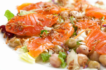 スモークサーモンと豆のサラダ