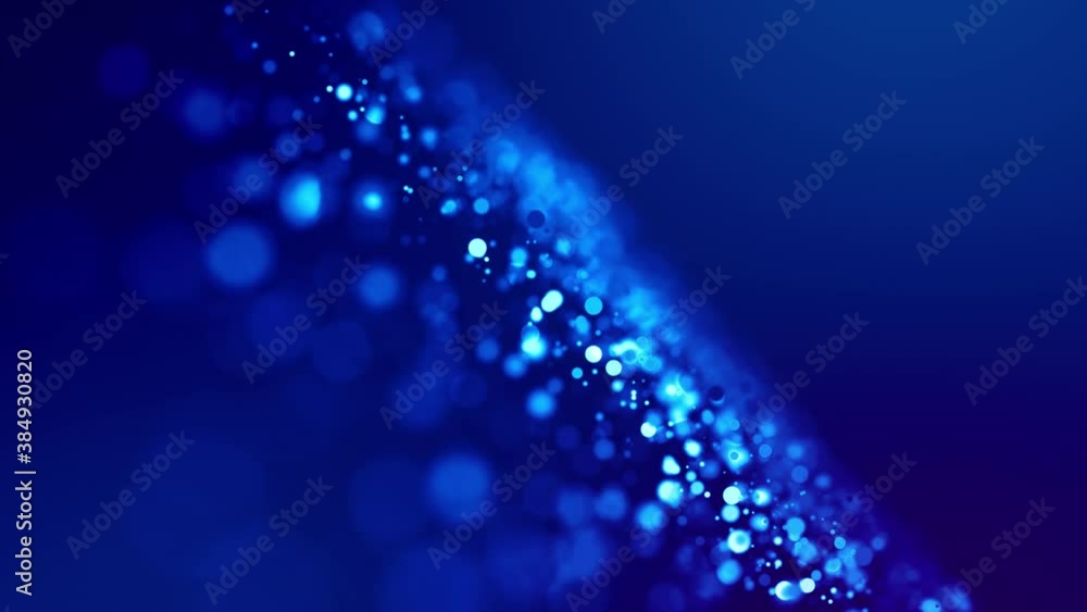 Aufkleber magic blue glowing particles flow in viscous liquid and bright glisten. science fiction. 4k 3d sci-f