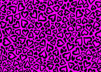 Pink Leopard skin pattern design. Abstract love shape leopard print vector illustration background. Wildlife fur skin design illustration for print, web, home decor, fashion, surface, graphic design 
